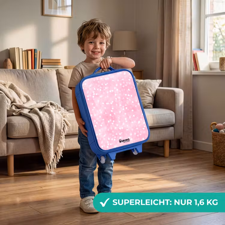 Roze glitter hartjes Kinderkoffer - Blauw klein -sfeer2_DE