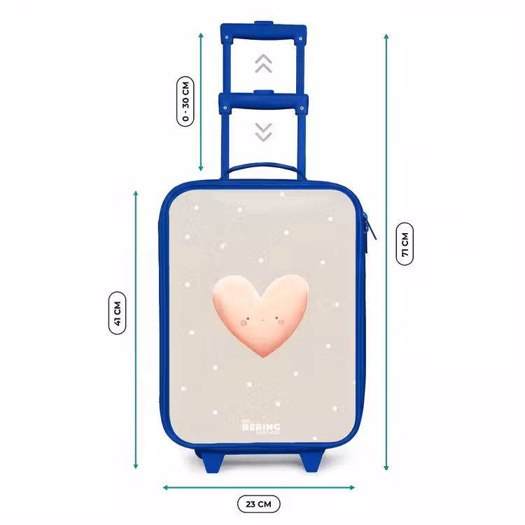 Roze hart omringd door beige stippen Kinderkoffer - Blauw klein -productfoto_formaten