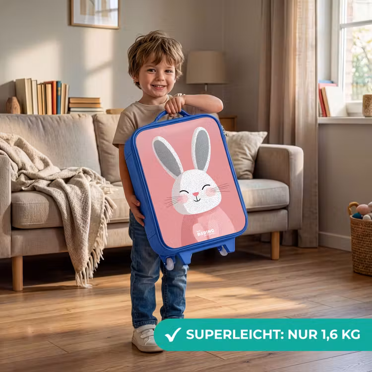 Roze - Konijn - Glimlach - Illustratie Kinderkoffer - Blauw klein -sfeer2_DE
