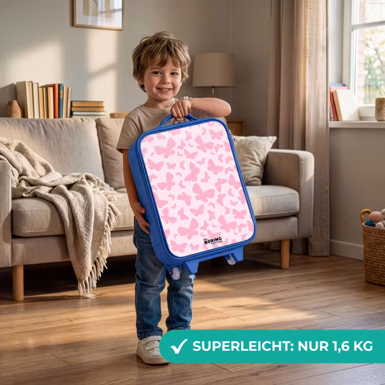 Roze vlinders Kinderkoffer - Blauw klein -sfeer2_DE