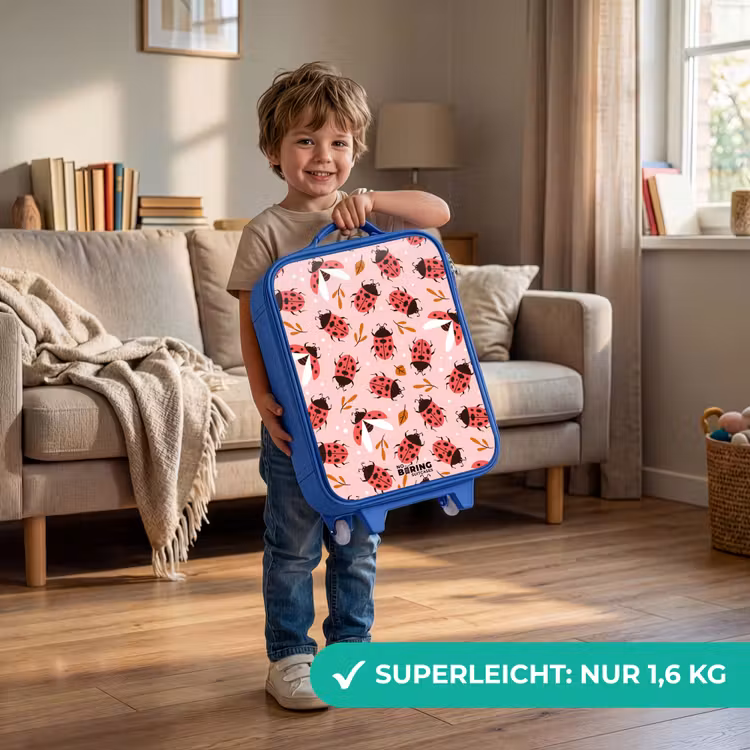 Rode lieveheersbeestjes op roze achtergrond Kinderkoffer - Blauw klein -sfeer2_DE