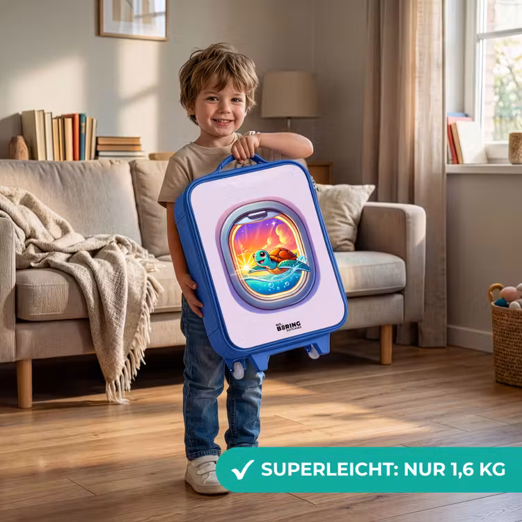 Schildpad die zwemt met zonsondergang Kinderkoffer - Blauw klein -sfeer2_DE