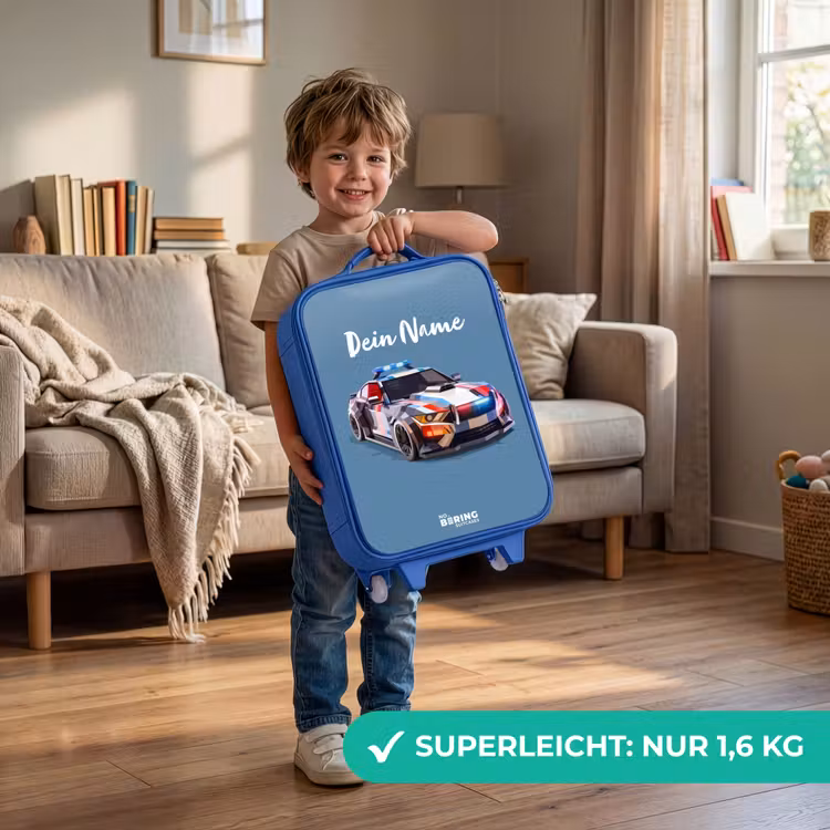Pijlsnelle politieauto Kinderkoffer - Blauw klein -sfeer2_DE