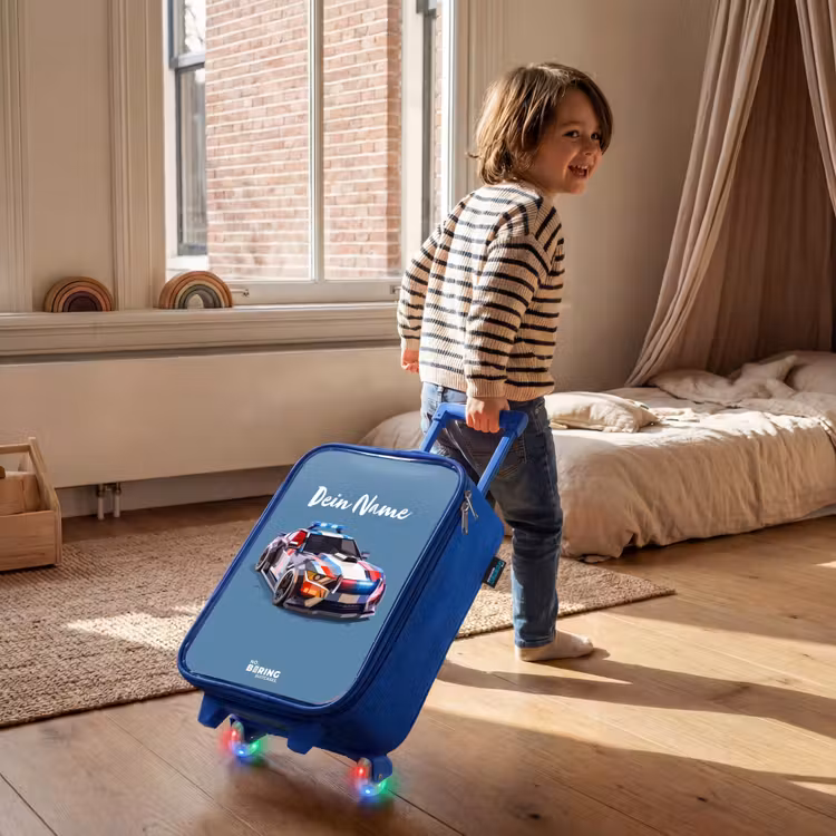 Pijlsnelle politieauto Kinderkoffer - Blauw klein -sfeer1