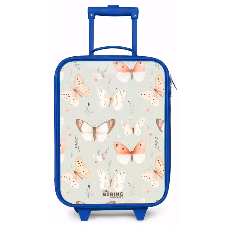 Vlinder patroon in zachte oranje en rode tinten Kinderkoffer - Blauw klein -zz3dotto