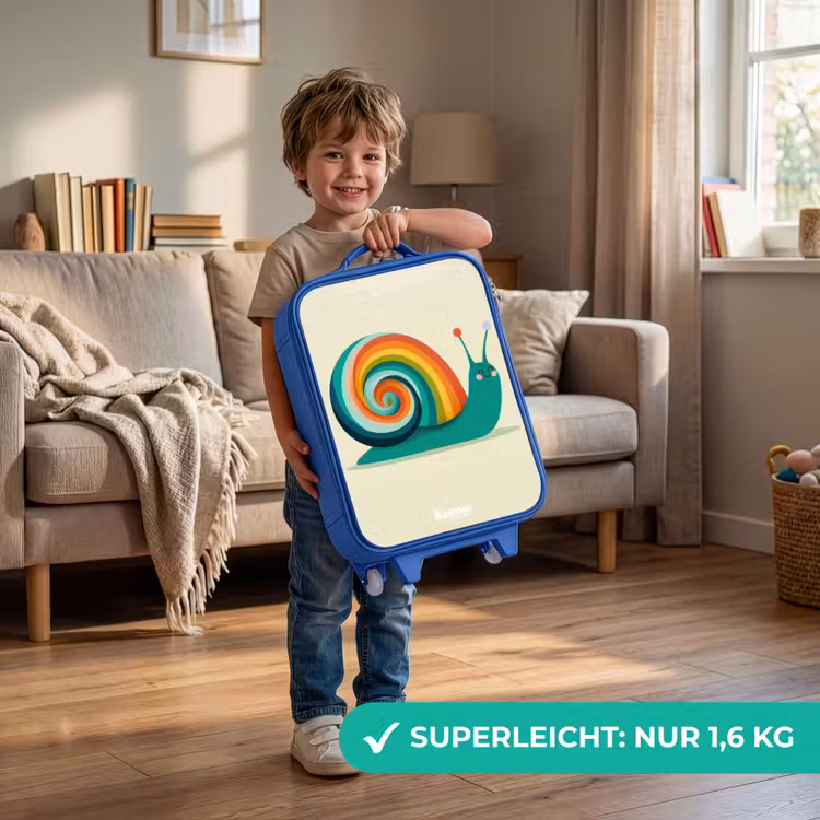 Slak - Regenboog - Kleurrijk Kinderkoffer - Blauw klein -sfeer2_DE