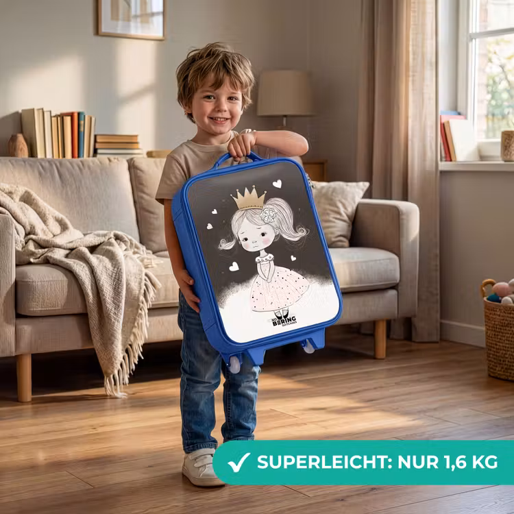 Verlegen prinses met bloem Kinderkoffer - Blauw klein -sfeer2_DE