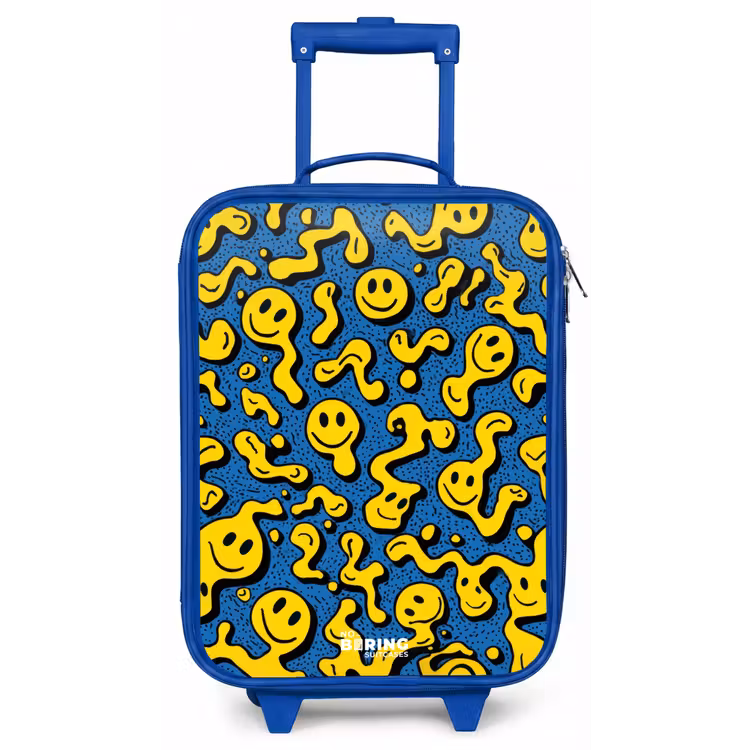 Smiley - Blauw - Geel Kinderkoffer - Blauw klein -zz3dotto