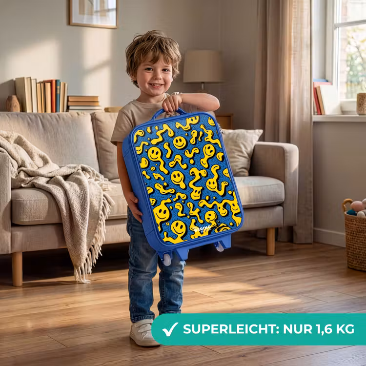 Smiley - Blauw - Geel Kinderkoffer - Blauw klein -sfeer2_DE