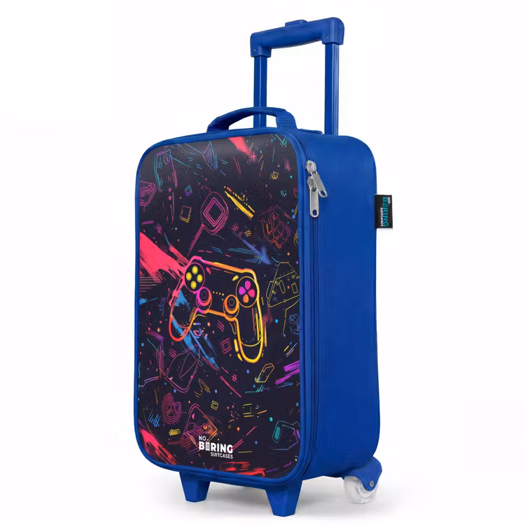 Gamerwereld in neonstijl Kinderkoffer - Blauw klein -productfoto_schuin