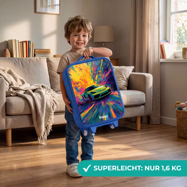 Sportwagen - Explosie - Kleurrijk - Verfstrepen Kinderkoffer - Blauw klein -sfeer2_DE
