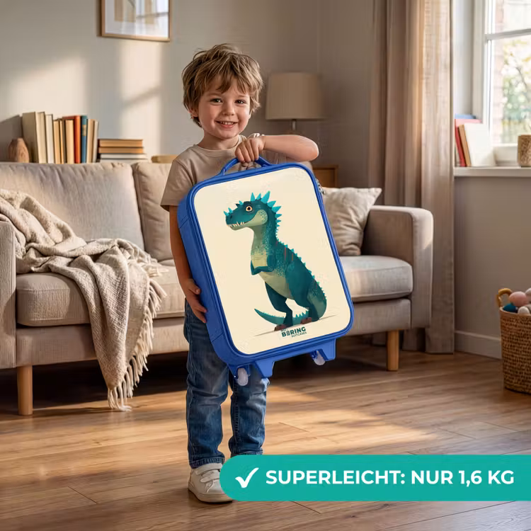 Spiky dino met vriendelijke blik Kinderkoffer - Blauw klein -sfeer2_DE