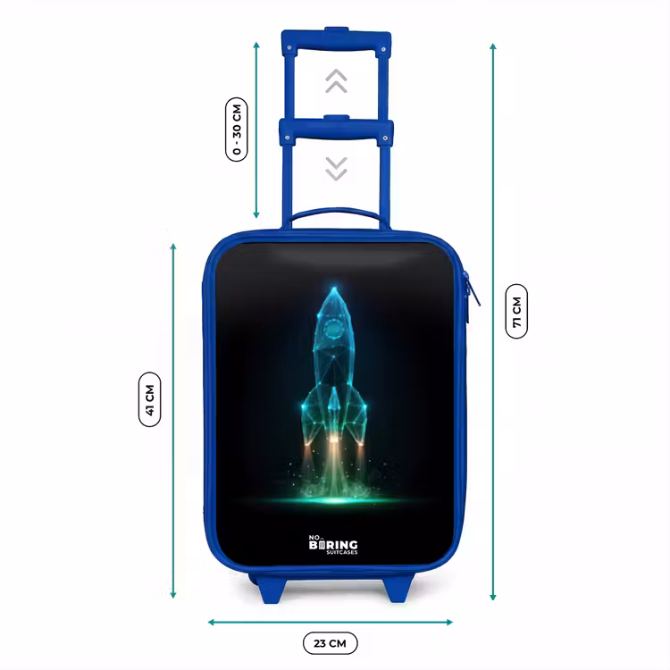 Lancerende raket in neonstijl Kinderkoffer - Blauw klein -productfoto_formaten