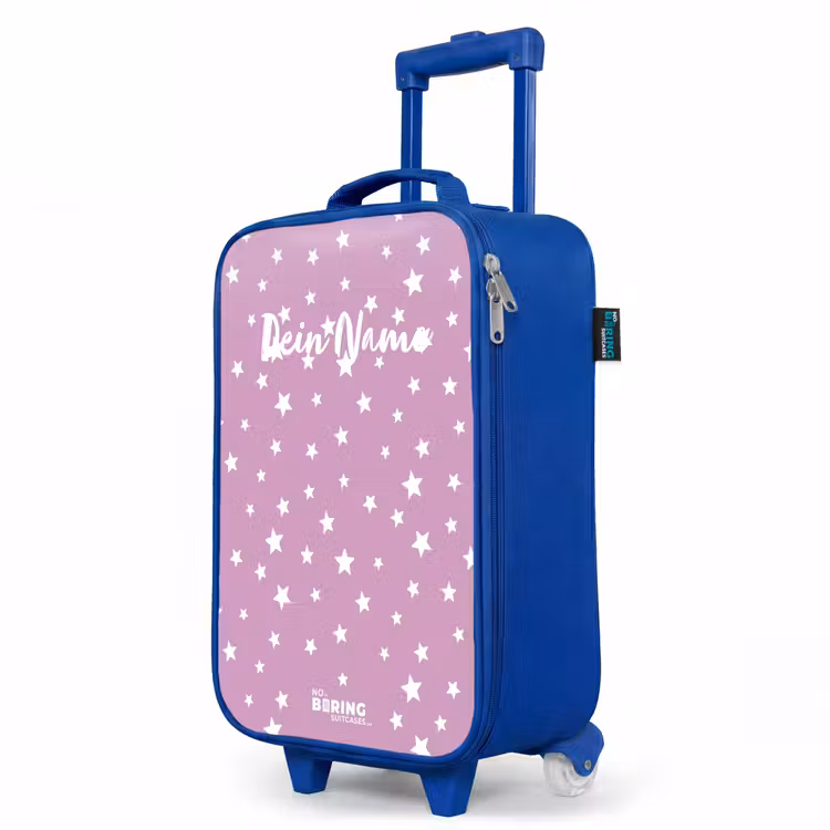 Sterrenstof Kinderkoffer - Blauw klein -productfoto_schuin