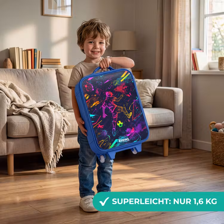 Straatvoetbal in ruimtekleuren Kinderkoffer - Blauw klein -sfeer2_DE
