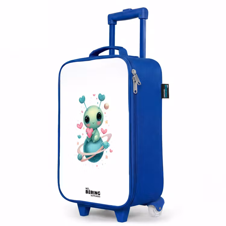 Lief buitenaards wezentje met hartje Kinderkoffer - Blauw klein -productfoto_schuin