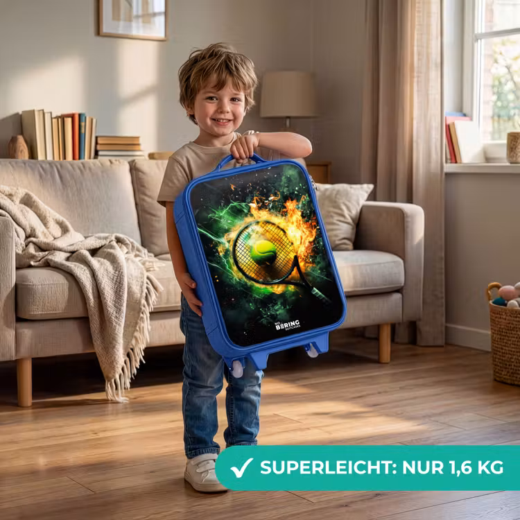 Tennisbal in vlammen bij krachtige smash Kinderkoffer - Blauw klein -sfeer2_DE