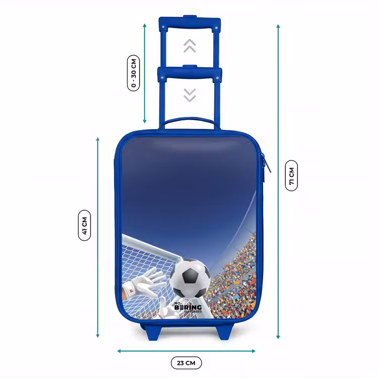 Keeper die een voetbal tegenhoud Kinderkoffer - Blauw klein -productfoto_formaten