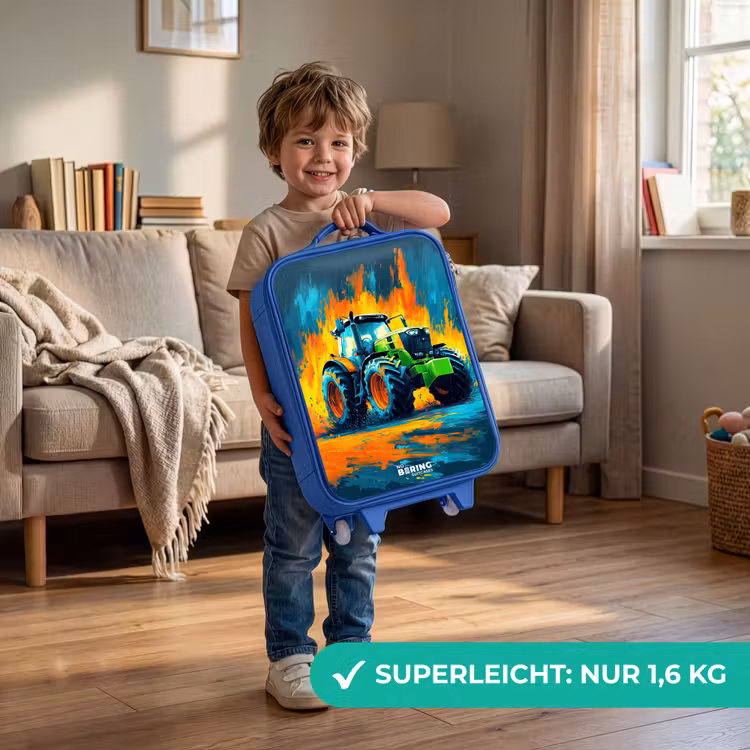 Tractor - Groen - Abstract - Penseelstreken Kinderkoffer - Blauw klein -sfeer2_DE