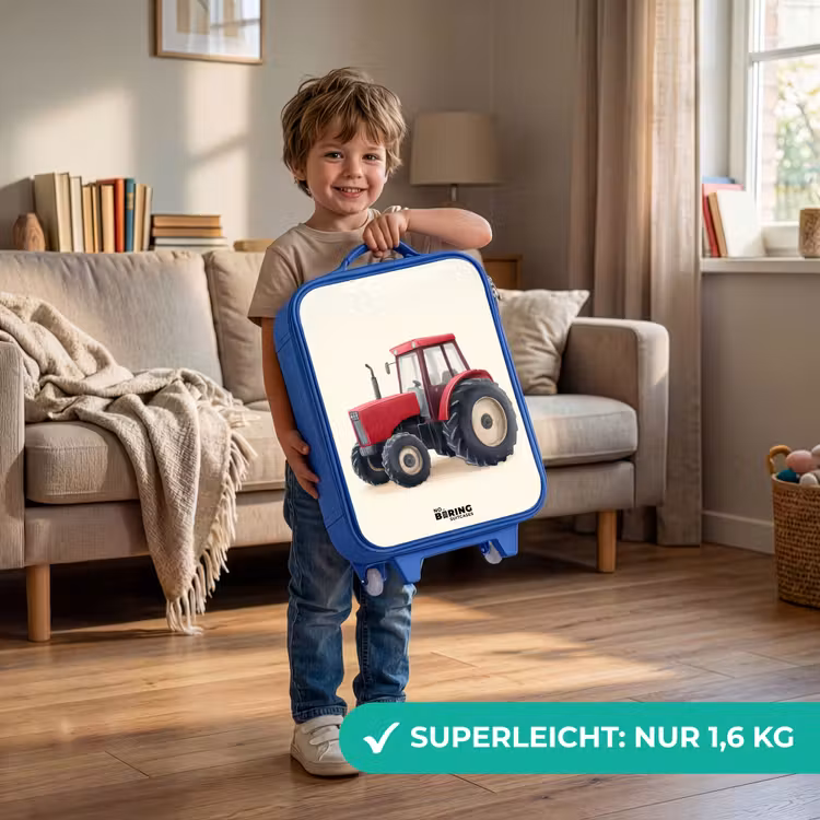 Tractor - Getekend - Rood Kinderkoffer - Blauw klein -sfeer2_DE