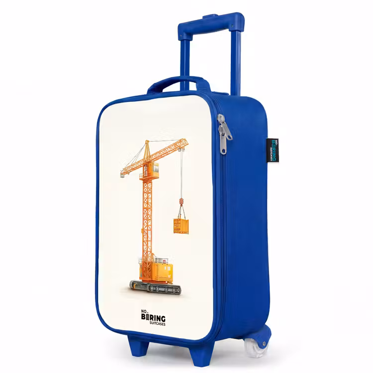 Torenkraan - Getekend - Oranje Kinderkoffer - Blauw klein -productfoto_schuin