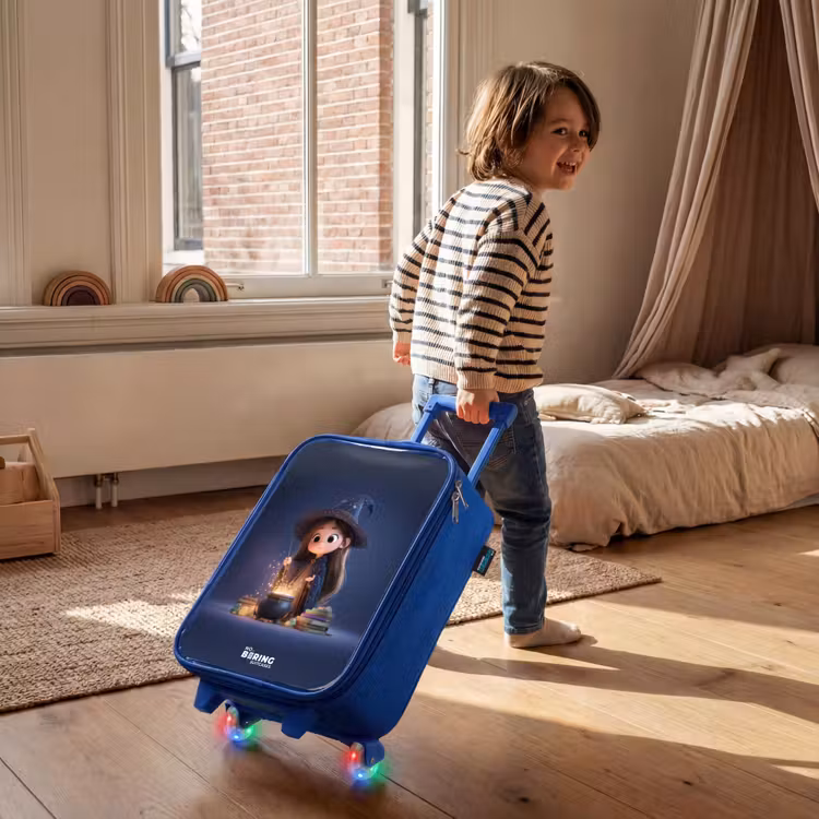 Betoverend meisje met ketel Kinderkoffer - Blauw klein -sfeer1
