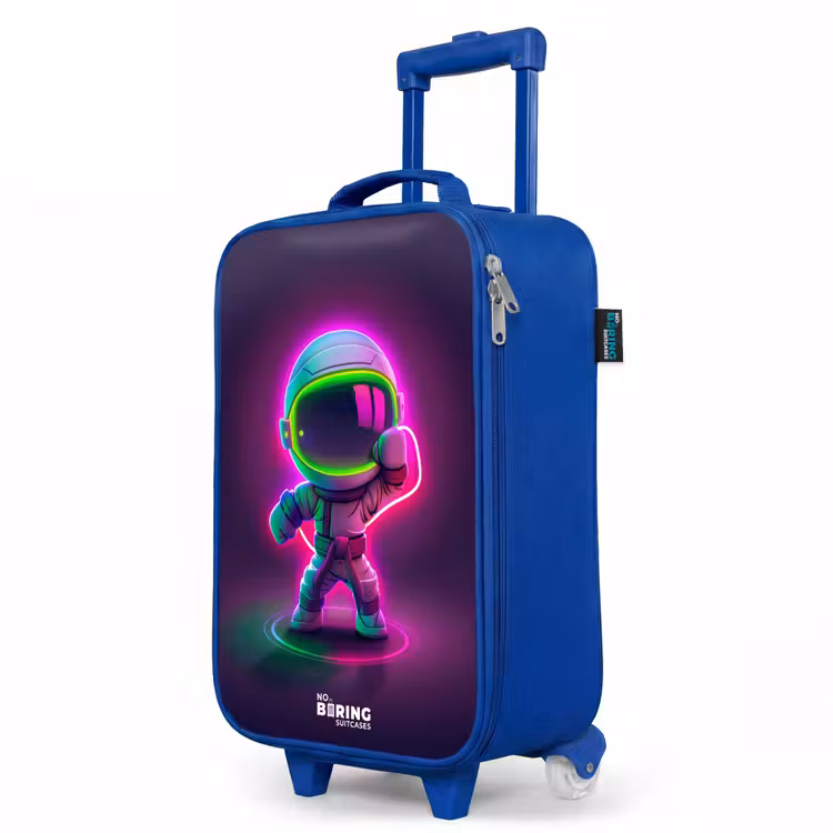 Space karate neon Kinderkoffer - Blauw klein -productfoto_schuin
