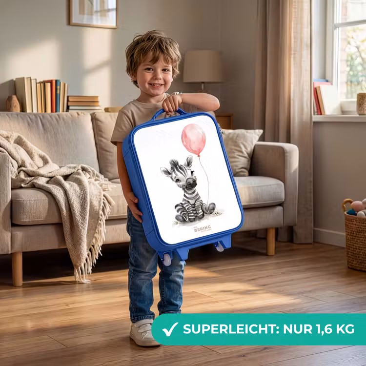 Zebra met roze ballon Kinderkoffer - Blauw klein -sfeer2_DE