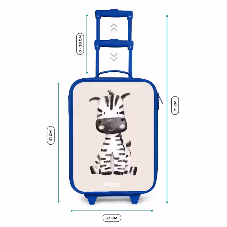Zebra portrettekening met beige achtergrond Kinderkoffer - Blauw klein -productfoto_formaten