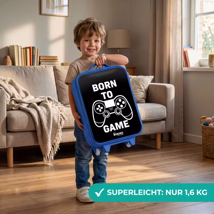 Born to game met controller Kinderkoffer - Blauw klein -sfeer2_DE