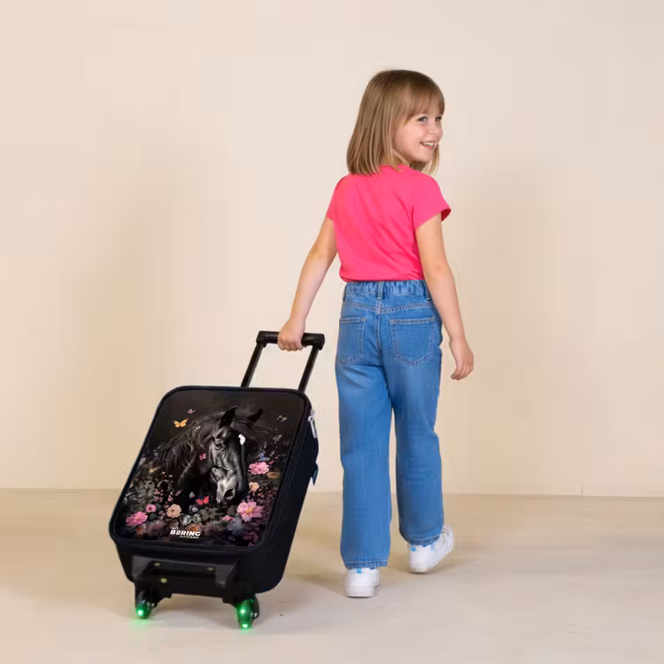 Zwart paard in bloei Kinderkoffer - Zwart klein -sfeer1