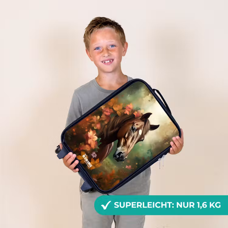 Bruin paard tussen de bloemen Kinderkoffer - Zwart klein -sfeer4_DE
