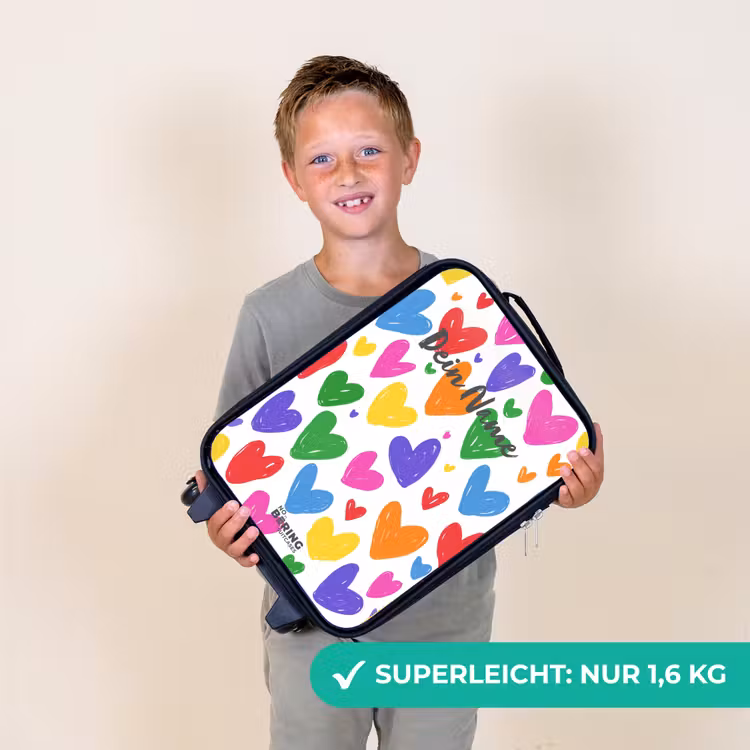Gekleurde hartjes Kinderkoffer - Zwart klein -sfeer4_DE