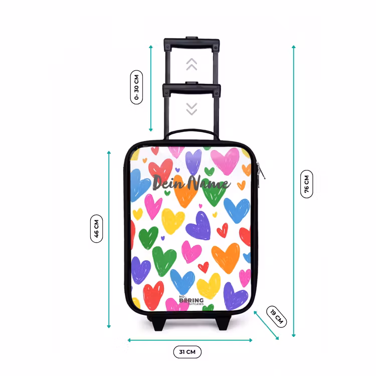Gekleurde hartjes Kinderkoffer - Zwart klein -productfoto_formaten