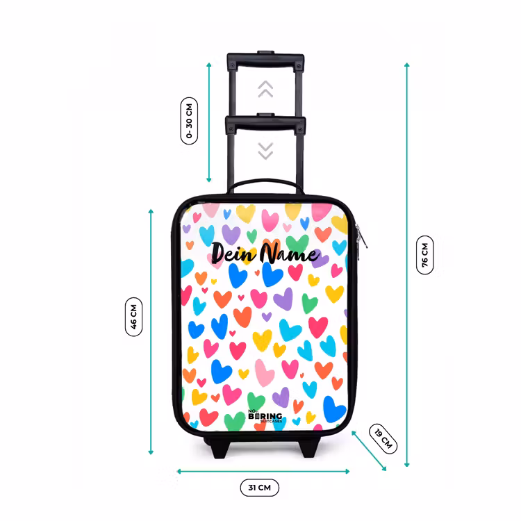 Gekleurde hartjes Kinderkoffer - Zwart klein -productfoto_formaten