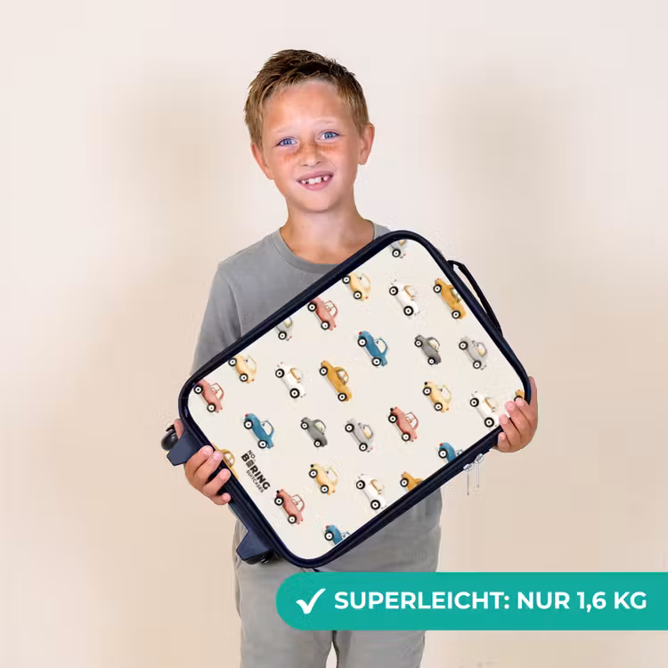 Kleurrijke retro autootjes Kinderkoffer - Zwart klein -sfeer4_DE