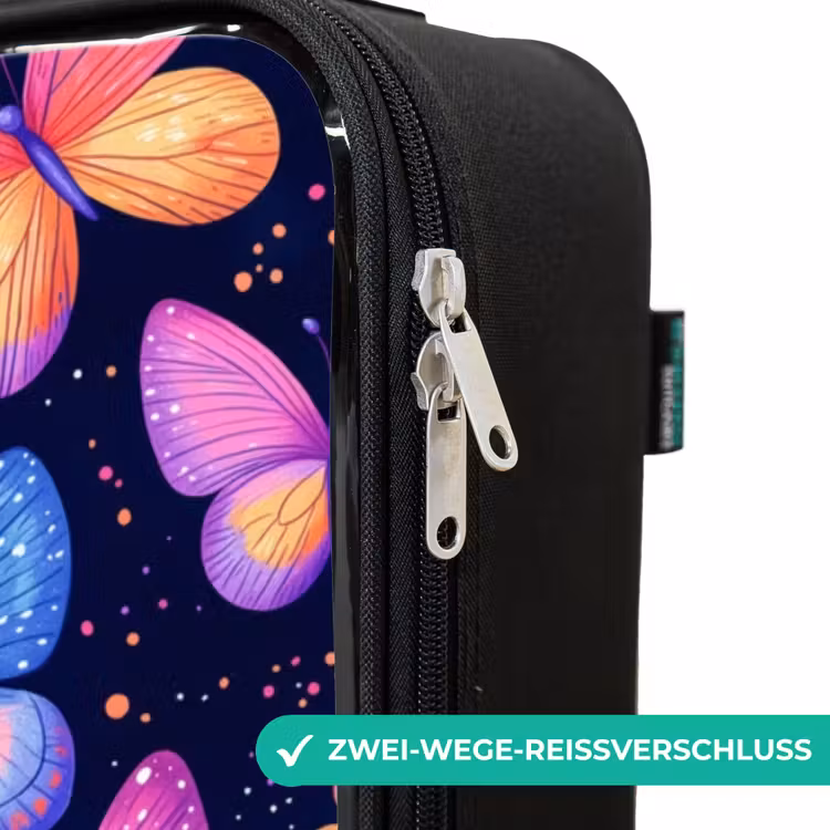 Kleurrijke vlinders in roze en blauw Kinderkoffer - Zwart klein -rits_DE
