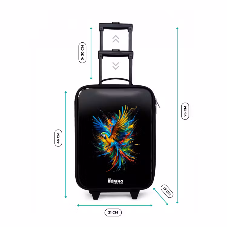 Kleurrijke papegaai Kinderkoffer - Zwart klein -productfoto_formaten