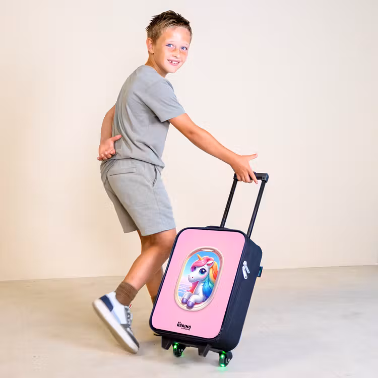 Kleurrijke eenhoorn uit een vliegtuigraam Kinderkoffer - Zwart klein -sfeer3