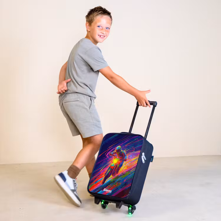 Crossmotor - Neonkleuren - Lijnen - Helm Kinderkoffer - Zwart klein -sfeer3