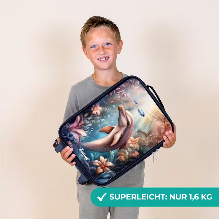 Dolfijn en vissen in onderwater bloemenwereld Kinderkoffer - Zwart klein -sfeer4_DE