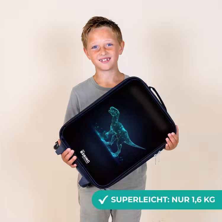 Digitale T-Rex in blauw lichtveld Kinderkoffer - Zwart klein -sfeer4_DE