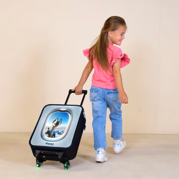Dino uit een vliegtuigraam Kinderkoffer - Zwart klein -sfeer1