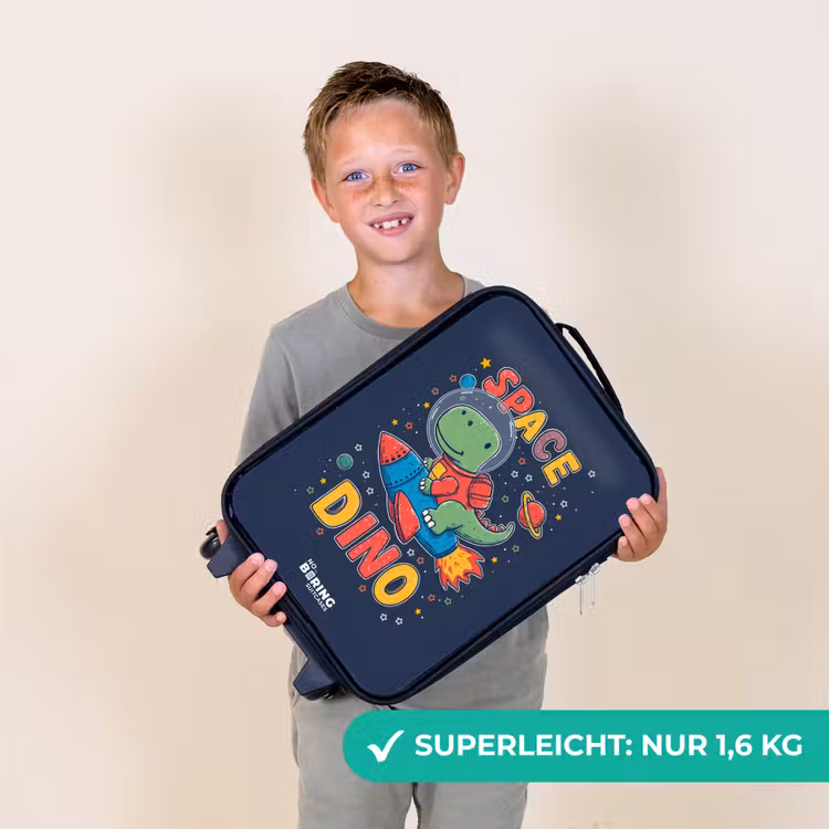 Dino - Groen - Raket - Sterren Kinderkoffer - Zwart klein -sfeer4_DE