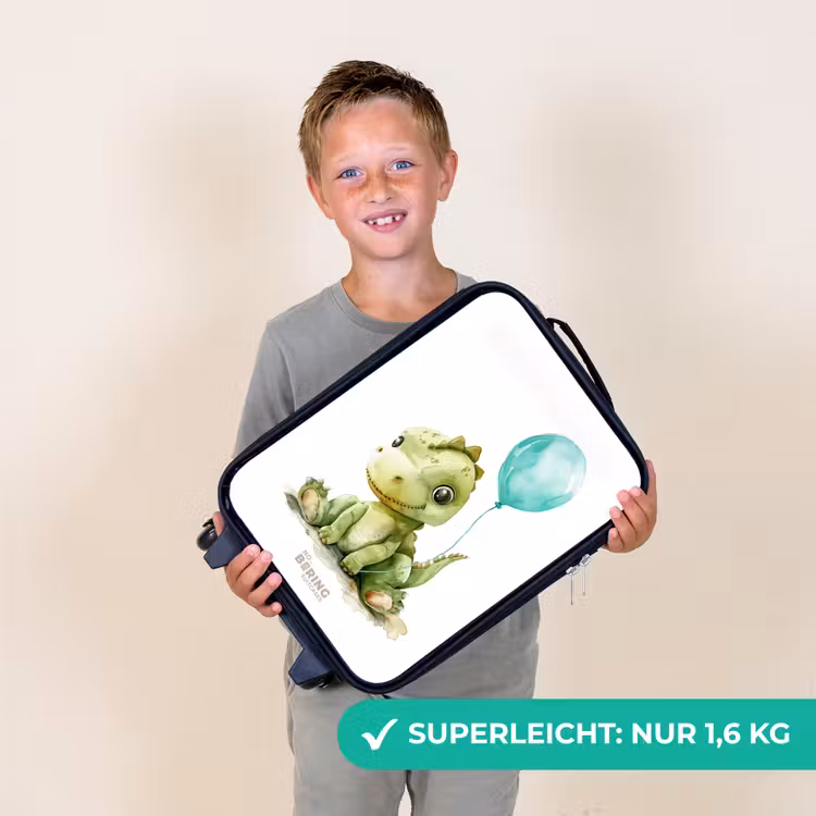 Dino met blauwe ballon Kinderkoffer - Zwart klein -sfeer4_DE