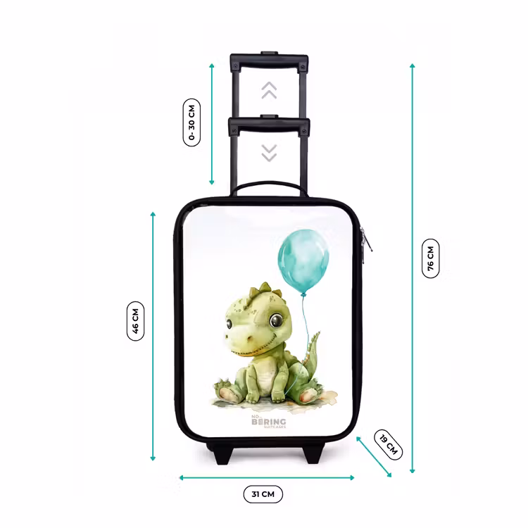 Dino met blauwe ballon Kinderkoffer - Zwart klein -productfoto_formaten