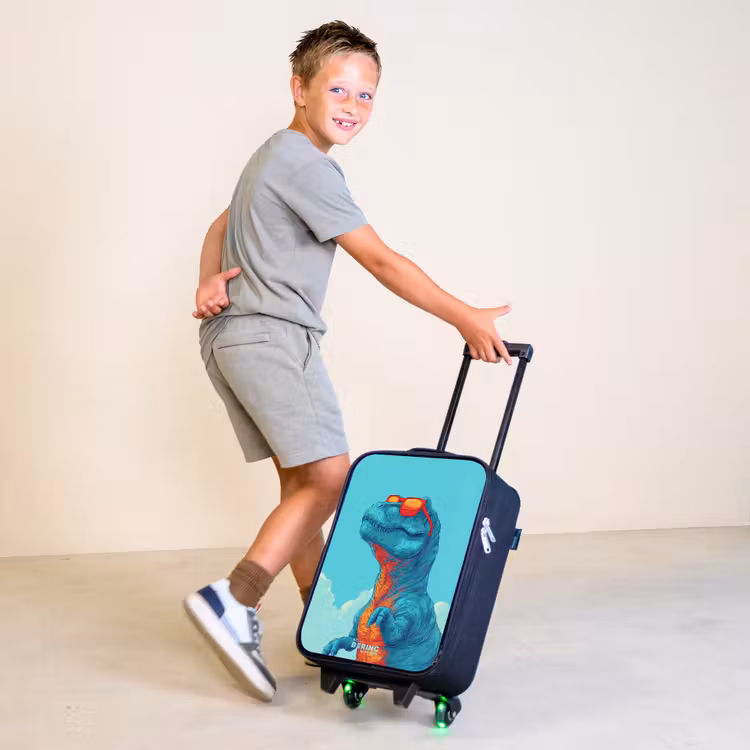 Dino met zonnebril Kinderkoffer - Zwart klein -sfeer3