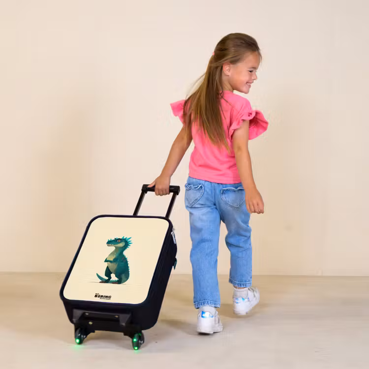 Dino - Dier - Blauw - Groen Kinderkoffer - Zwart klein -sfeer1