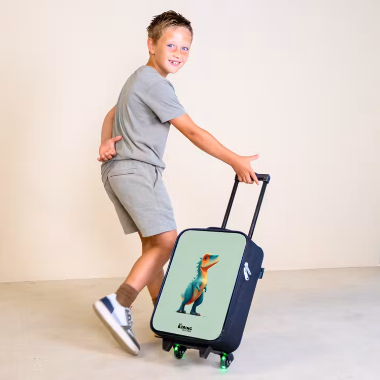 Dino - Dier - Groen - Oranje Kinderkoffer - Zwart klein -sfeer3