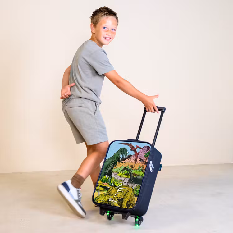 Dino's bij een vulkaan Kinderkoffer - Zwart klein -sfeer3